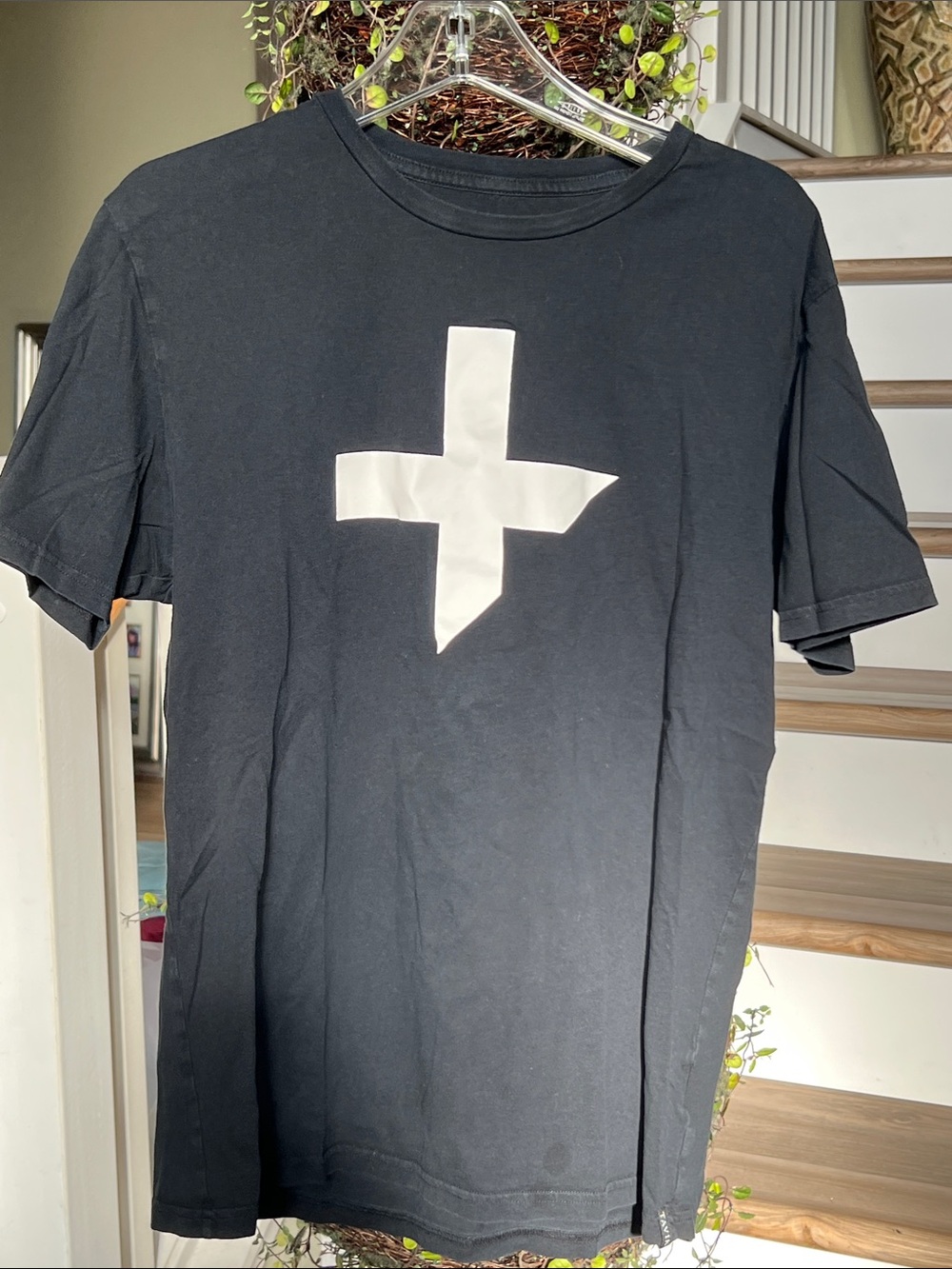 Tavik Black Short-Sleeve Tee with White Cross Graphic, Sz L